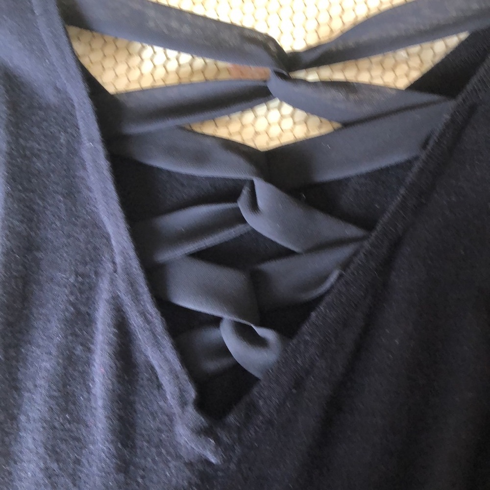 Black Sweater with Cross Back Detail - Picture 3 of 4